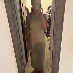 Old Navy Tan Sheath Halter Midi Dress